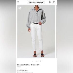 Citizens of Humanity Emerson Mid Rise Relaxed 27" In Pearl Size 25